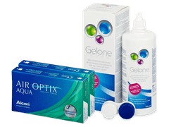 Air Optix Aqua (2x3 линзы) + Раствор Gelone 360 мл