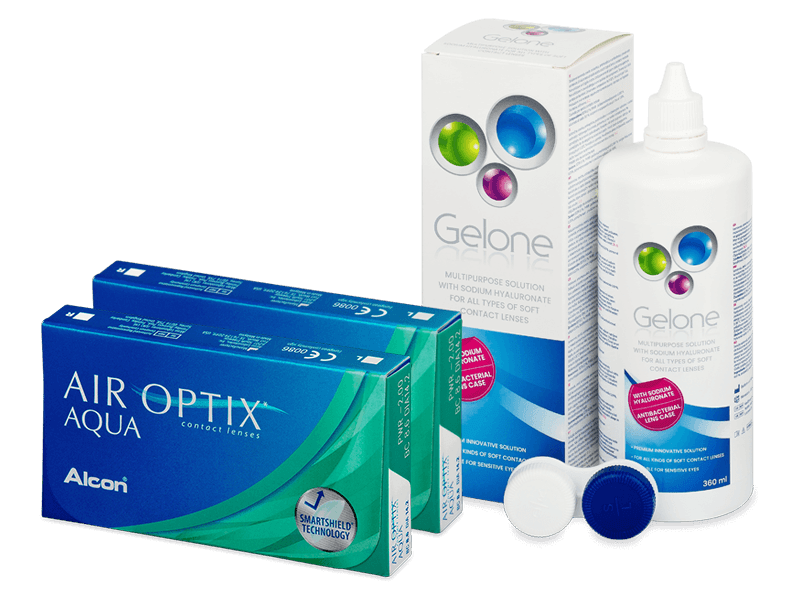 Air Optix Aqua (2x3 линзы) + Раствор Gelone 360 мл